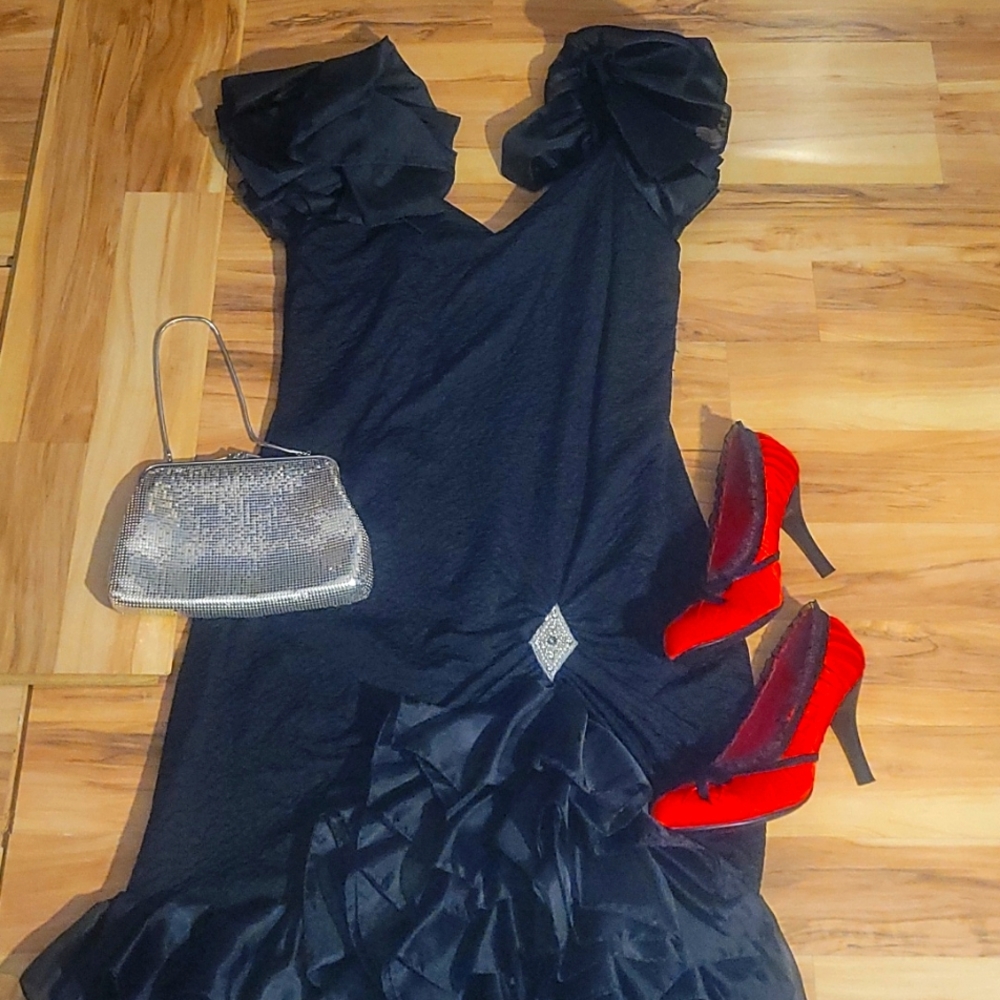 Vintage 80s Susan Roselli For Vijack Cocktail Dress M-L